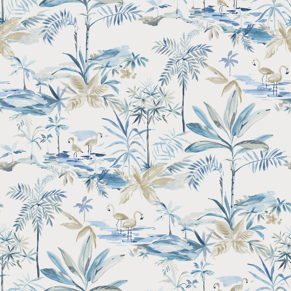 Chesapeake 3113-12073 Lagoon Blue Watercolor Wallpaper