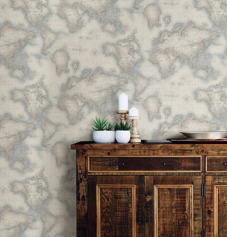 Chesapeake 3113-47547 Mercator Blue World Map Wallpaper