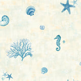 Chesapeake 3113-54531 Boca Raton Blue Seashells Wallpaper
