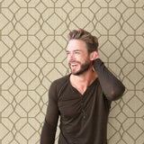 Chesapeake 3114-003303 Washington Square Beige Trellis Wallpaper