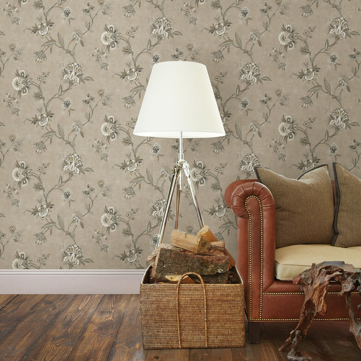 Chesapeake 3114-003307 Madison Platinum Jacobean Wallpaper
