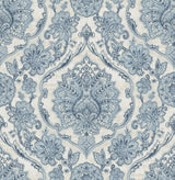Chesapeake 3114-003319 Carnegie Blue Damask Wallpaper