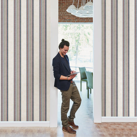 Chesapeake 3114-003334 Hamilton Red Stripe Wallpaper