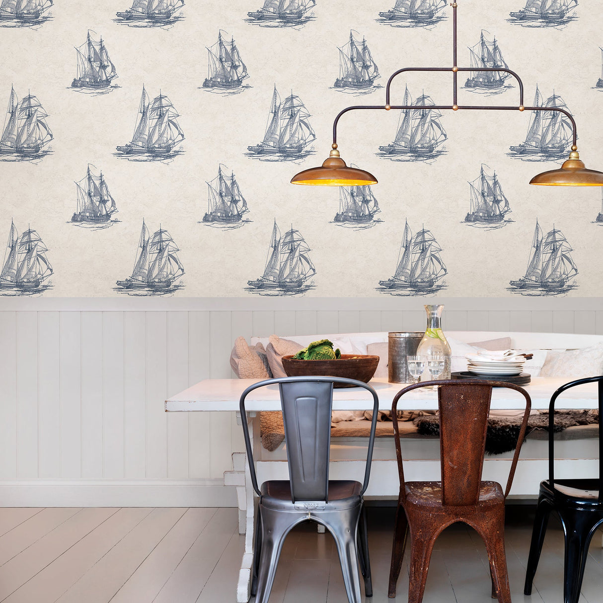 Chesapeake 3114-003340 Hudson Bay Blue Nautical Wallpaper