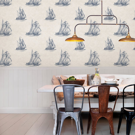 Chesapeake 3114-003340 Hudson Bay Blue Nautical Wallpaper