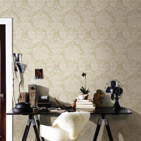 Chesapeake 3114-003353 Astor Gold Damask Wallpaper