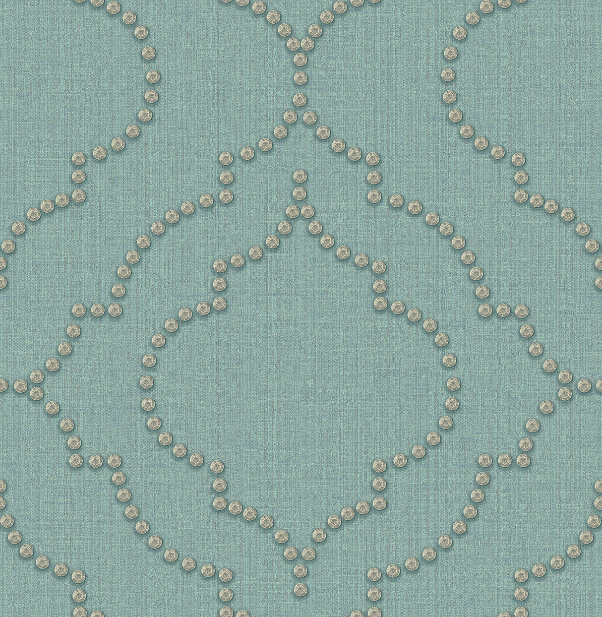 Chesapeake 3114-003357 Chelsea Turquoise Quatrefoil Wallpaper