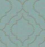 Chesapeake 3114-003357 Chelsea Turquoise Quatrefoil Wallpaper