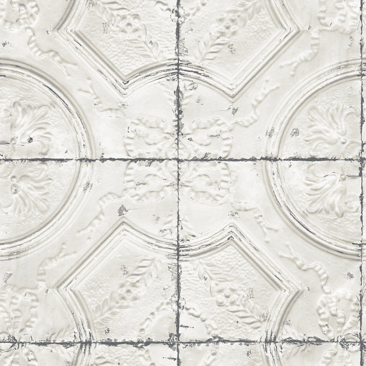 Chesapeake 3115-12431 Susanna Off-White Vintage Tin Tile Wallpaper