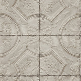 Chesapeake 3115-12433 Susanna Taupe Vintage Tin Tile Wallpaper