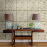 Chesapeake 3115-12434 Susanna Beige Vintage Tin Tile Wallpaper