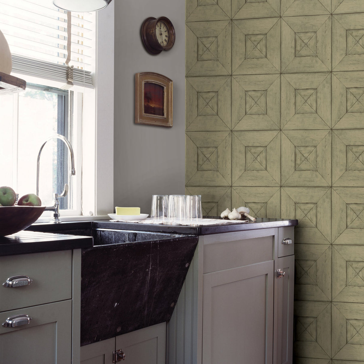 Chesapeake 3115-12452 Avery Green Wood Wallpaper