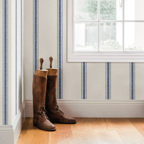 Chesapeake 3115-12462 Linette Blue Fabric Stripe Wallpaper