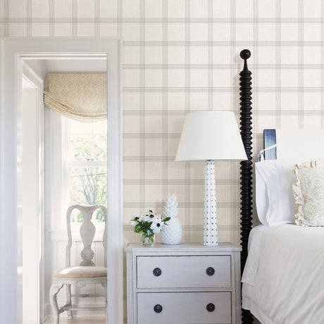 Chesapeake 3115-24478 Twain Dove Plaid Wallpaper