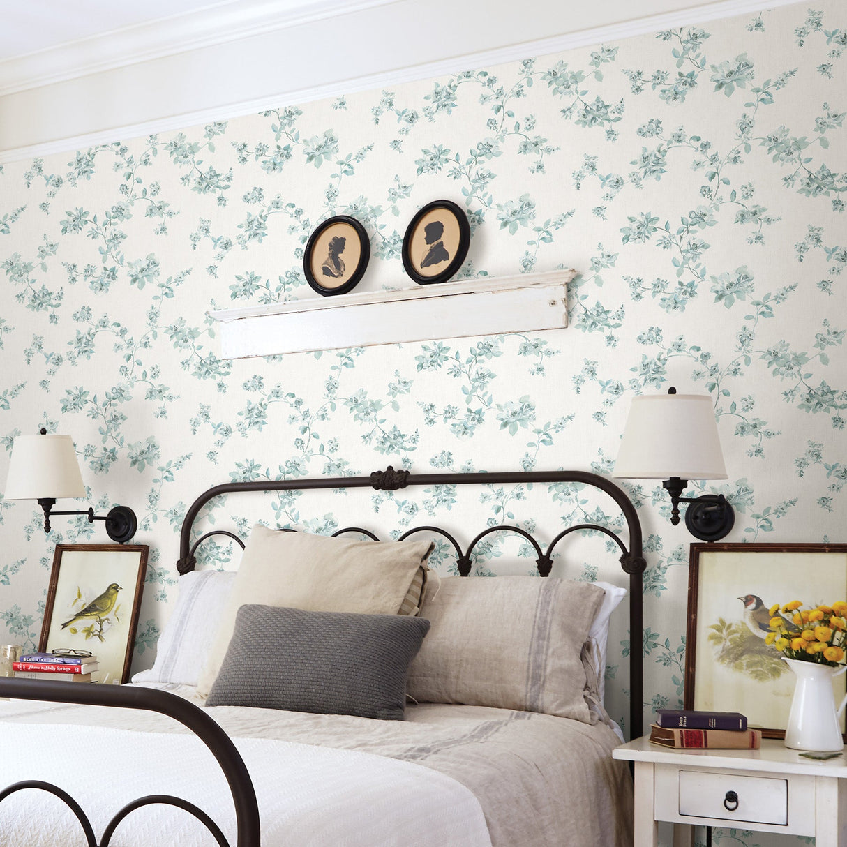 Chesapeake 3115-24480 Cyrus Teal Festive Floral Wallpaper