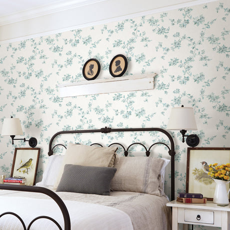 Chesapeake 3115-24480 Cyrus Teal Festive Floral Wallpaper