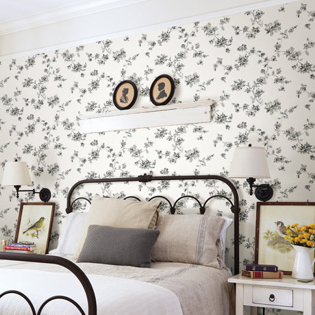 Chesapeake 3115-24482 Cyrus Black Festive Floral Wallpaper