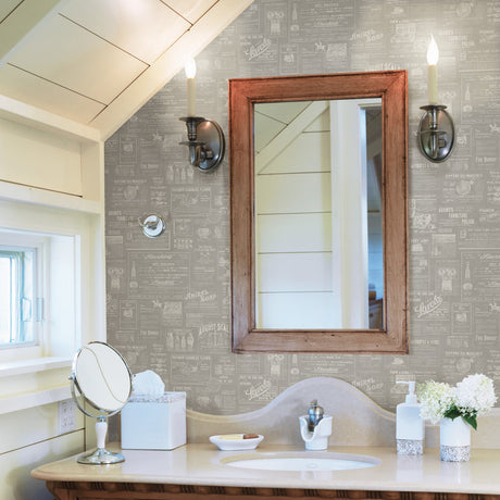 Chesapeake 3115-64274 Adamstown Grey Newspaper Wallpaper