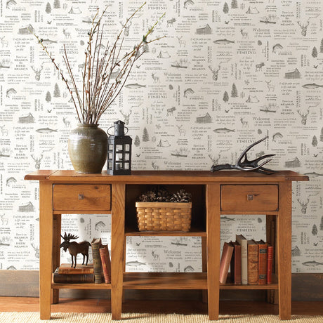 Chesapeake 3118-01473 North Hills Off-White Camping Quotes Wallpaper