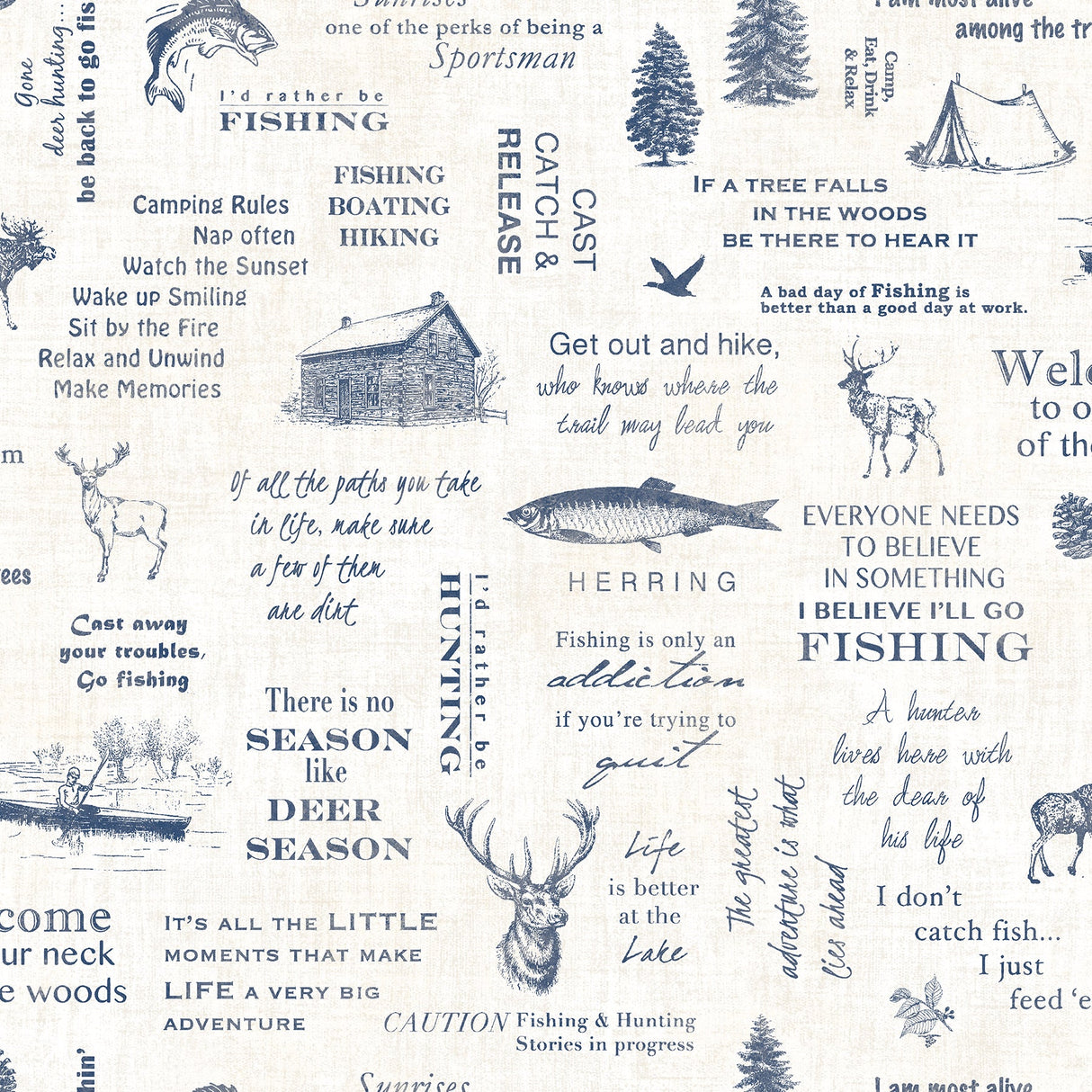 Chesapeake 3118-01474 North Hills Navy Camping Quotes Wallpaper