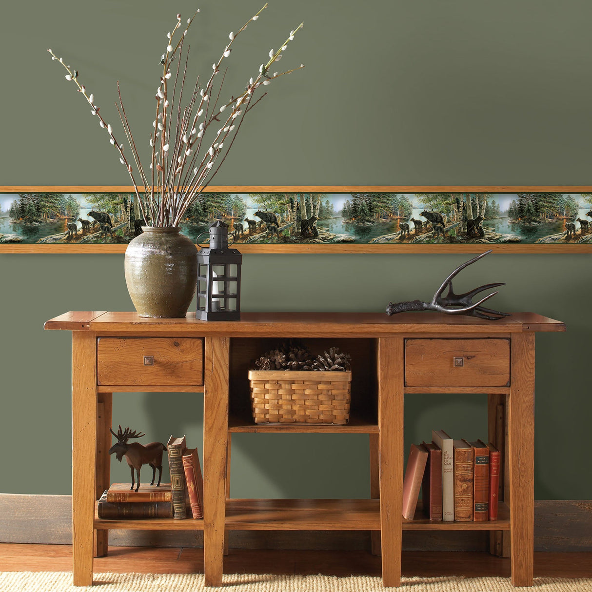 Chesapeake 3118-01531B Bear Necessities Multicolor Mountain Lake Border