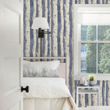Chesapeake 3118-12604 Pioneer Denim Birch Tree Wallpaper