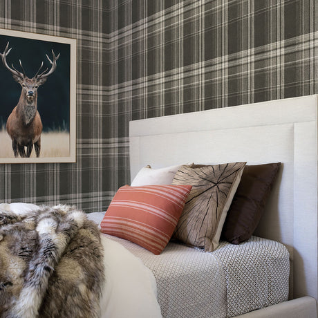 Chesapeake 3118-12671 Saranac Dark Brown Flannel Wallpaper