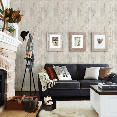 Chesapeake 3118-12694 Chebacco Light Grey Wooden Planks Wallpaper