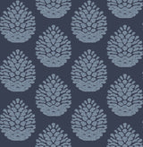 Chesapeake 3118-25092 Totem Blue Pinecone Wallpaper