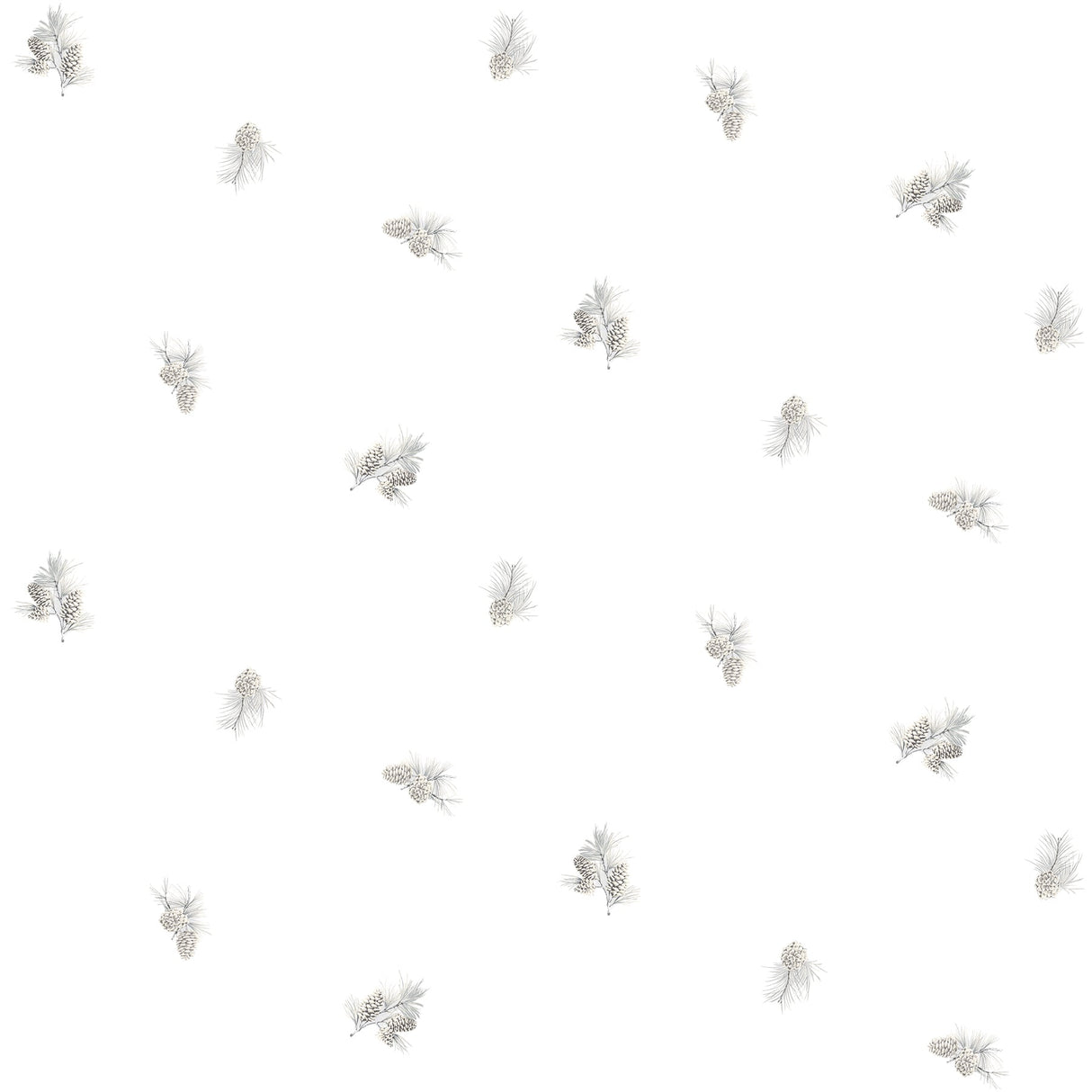 Chesapeake 3118-494610 Pinecone Toss Light Grey Conifer Wallpaper
