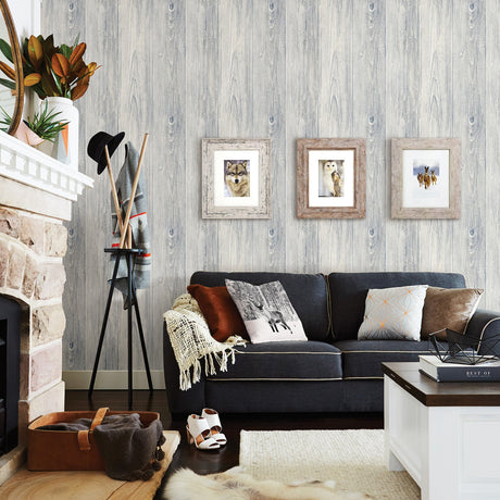 Chesapeake 3118-642215 Mapleton Light Grey Shiplap Wallpaper