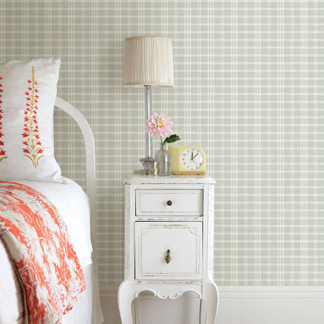 Chesapeake 3119-02147 Tristan Teal Prairie Gingham Wallpaper