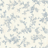 Chesapeake 3119-02192 French Nightingale Blue Floral Scroll Wallpaper
