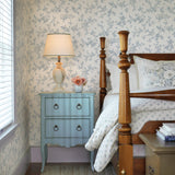 Chesapeake 3119-02192 French Nightingale Blue Floral Scroll Wallpaper