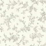 Chesapeake 3119-02193 French Nightingale Taupe Floral Scroll Wallpaper