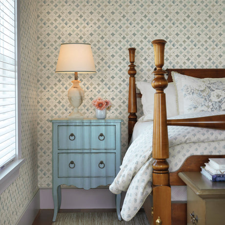 Chesapeake 3119-13002 Mcentire Teal Geometric Quilt Wallpaper