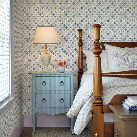 Chesapeake 3119-13003 Mcentire Blue Geometric Quilt Wallpaper
