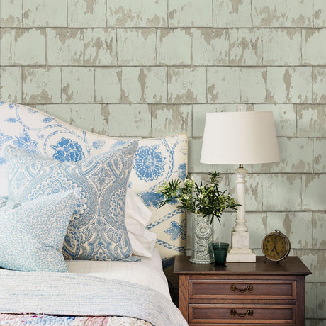 Chesapeake 3119-13042 Clint Sage Weathered Wood Wallpaper