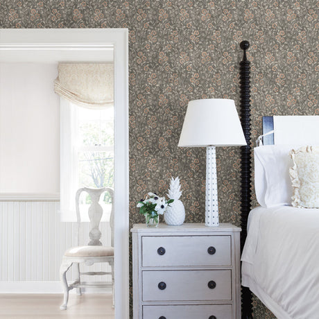 Chesapeake 3119-13054 Patsy Charcoal Floral Wallpaper
