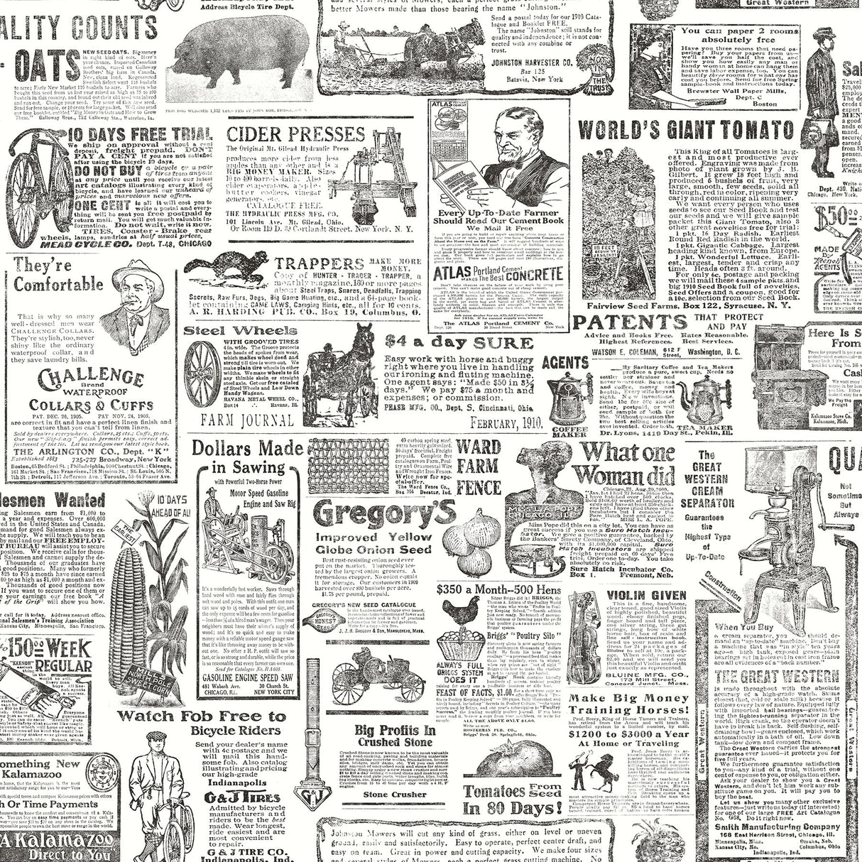 Chesapeake 3119-13081 Underwood Black Vintage Newspaper Wallpaper
