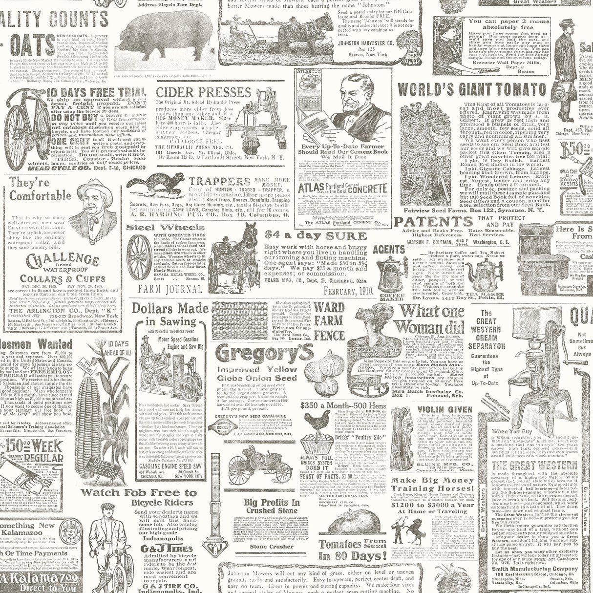 Chesapeake 3119-13082 Underwood Taupe Vintage Newspaper Wallpaper
