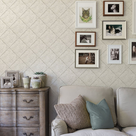 Chesapeake 3119-13091 Brandi White Metallic Faux Tile Wallpaper