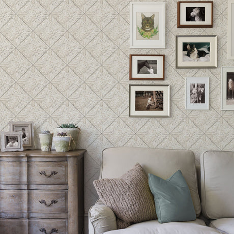 Chesapeake 3119-13094 Brandi Grey Metallic Faux Tile Wallpaper