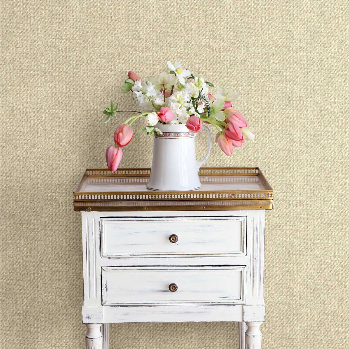 Chesapeake 3119-13523 Waylon Beige Faux Fabric Wallpaper