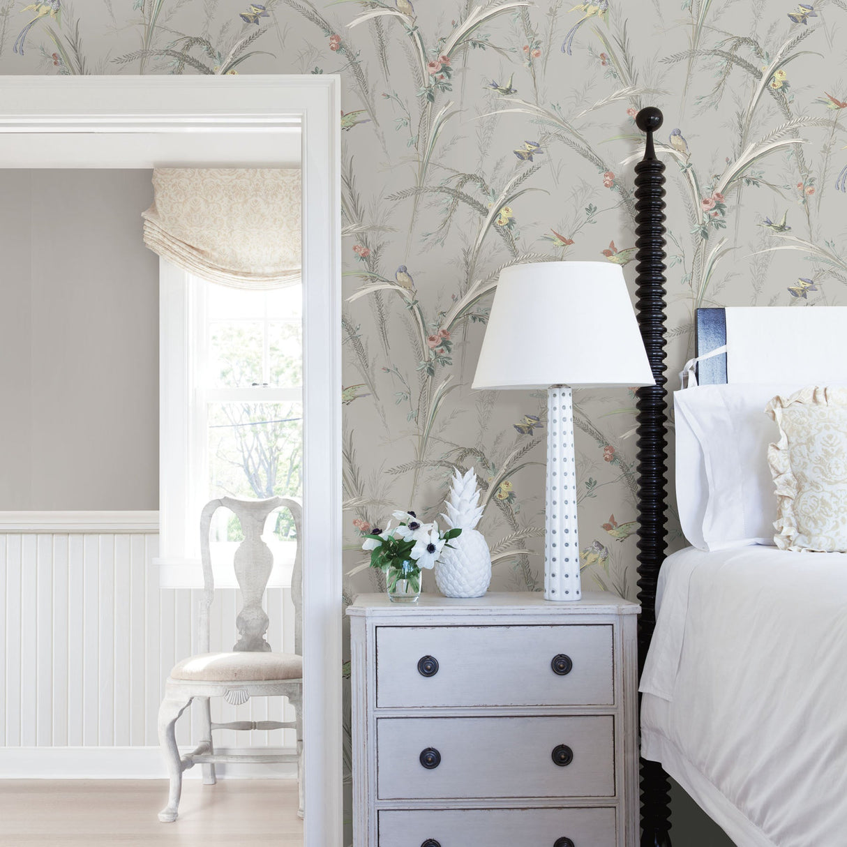 Chesapeake 3119-193211 Meadowlark Grey Botanical Wallpaper