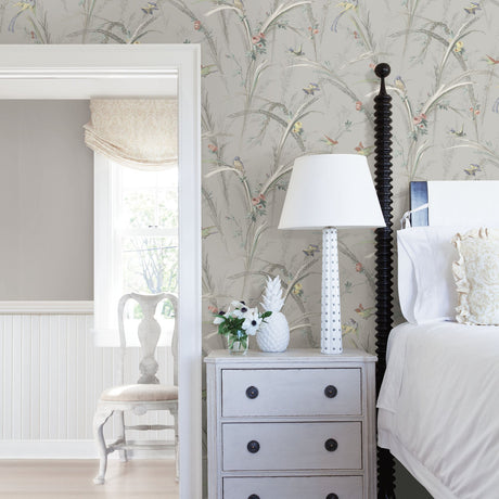 Chesapeake 3119-193211 Meadowlark Grey Botanical Wallpaper