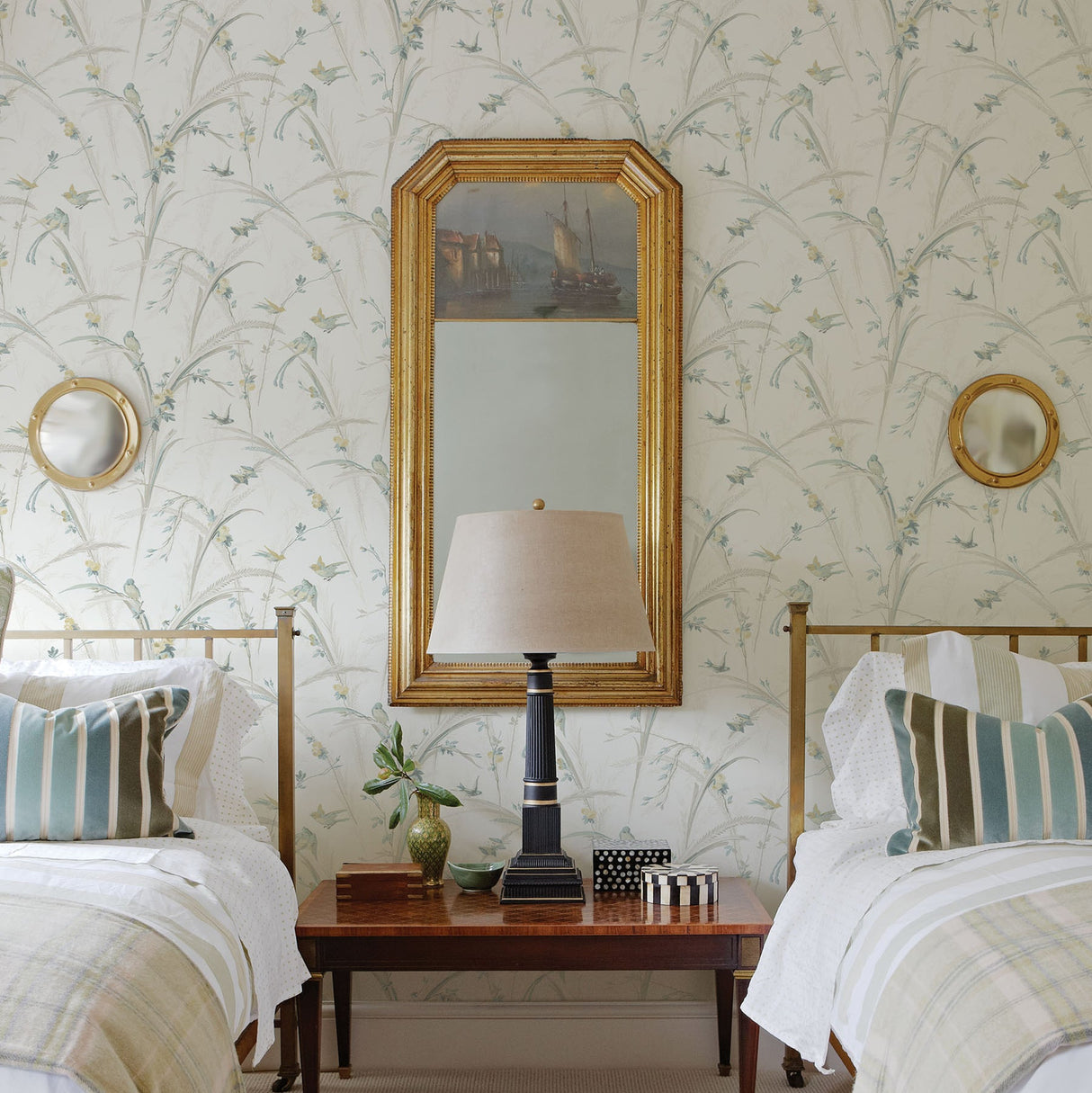 Chesapeake 3119-19329 Meadowlark Light Grey Botanical Wallpaper