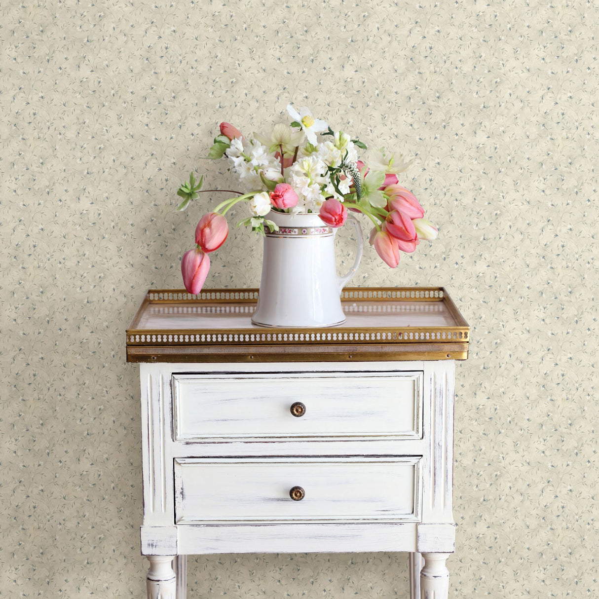 Chesapeake 3119-216113 Eleanor Beige Folk Botanical Trail Wallpaper