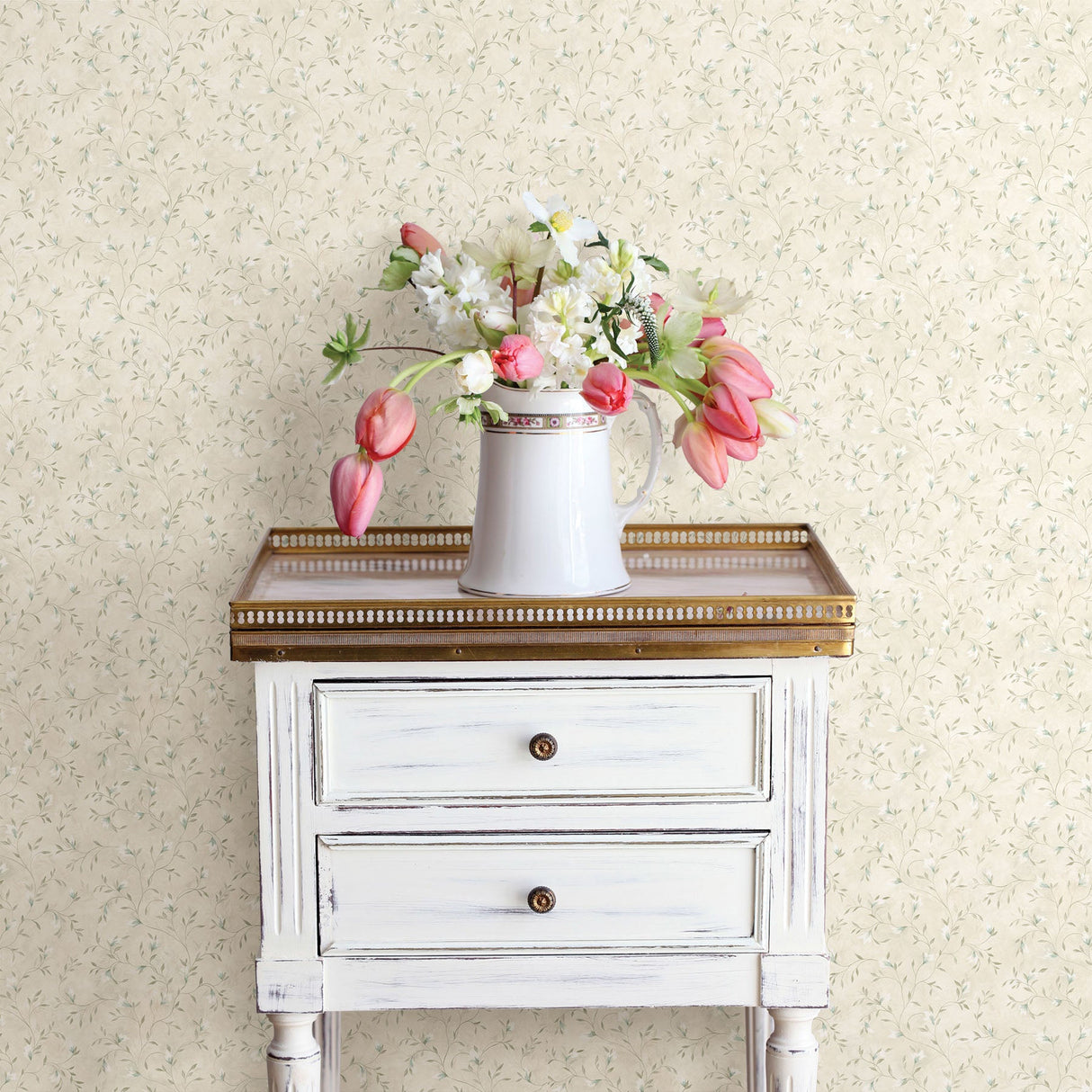 Chesapeake 3119-21616 Eleanor Light Grey Folk Botanical Trail Wallpaper
