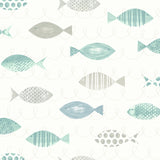 Chesapeake 3120-12044 Key West Teal Sea Fish Wallpaper